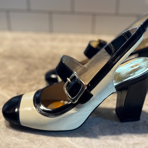 2000s MARC BY MARC JACOBS Black & White Patent Leather Heels 39EU 8.5 US Italy - Picture 2 of 8